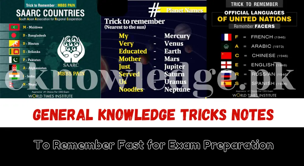 GK Tricks (General Knowledge Tricks) PDF Notes For Exam Preparation