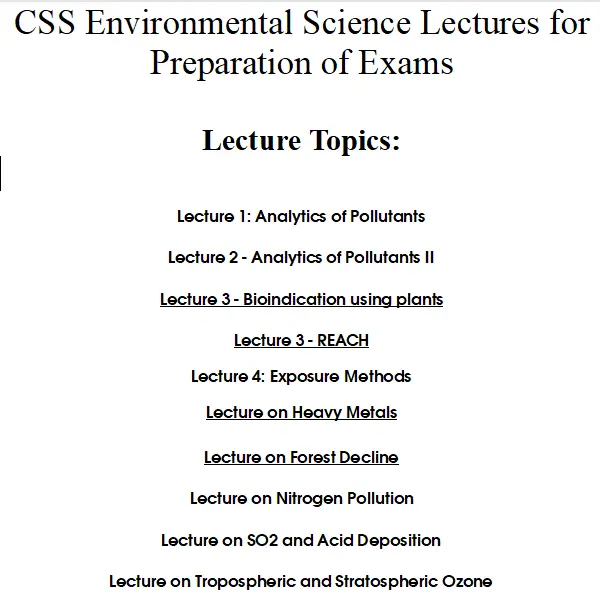 CSS Environmental Science Lectures for Preparation of Exams Download