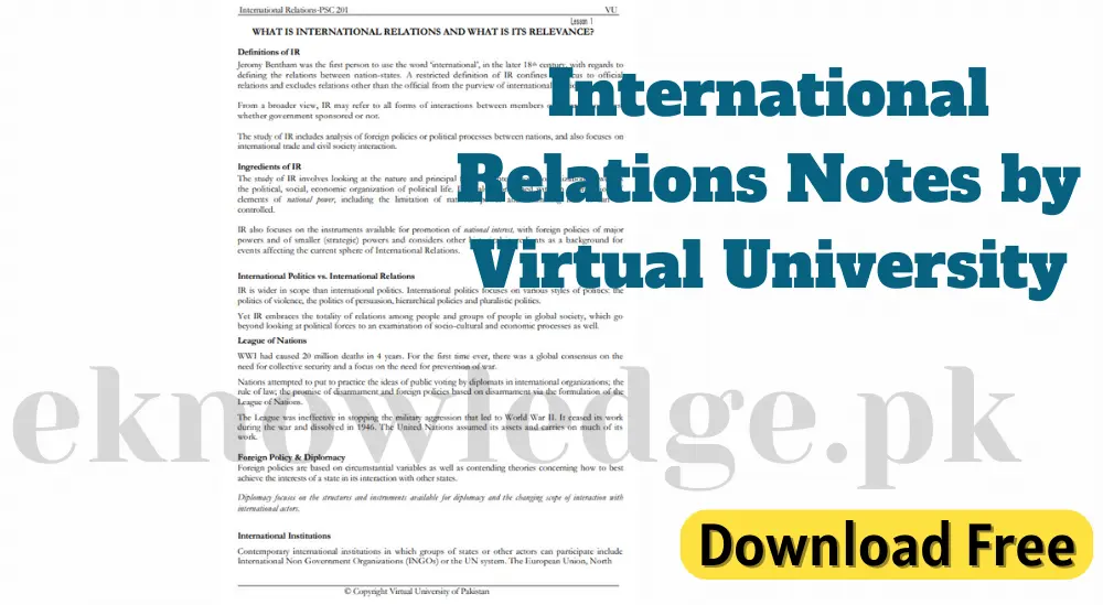 International Relations Notes by Virtual University