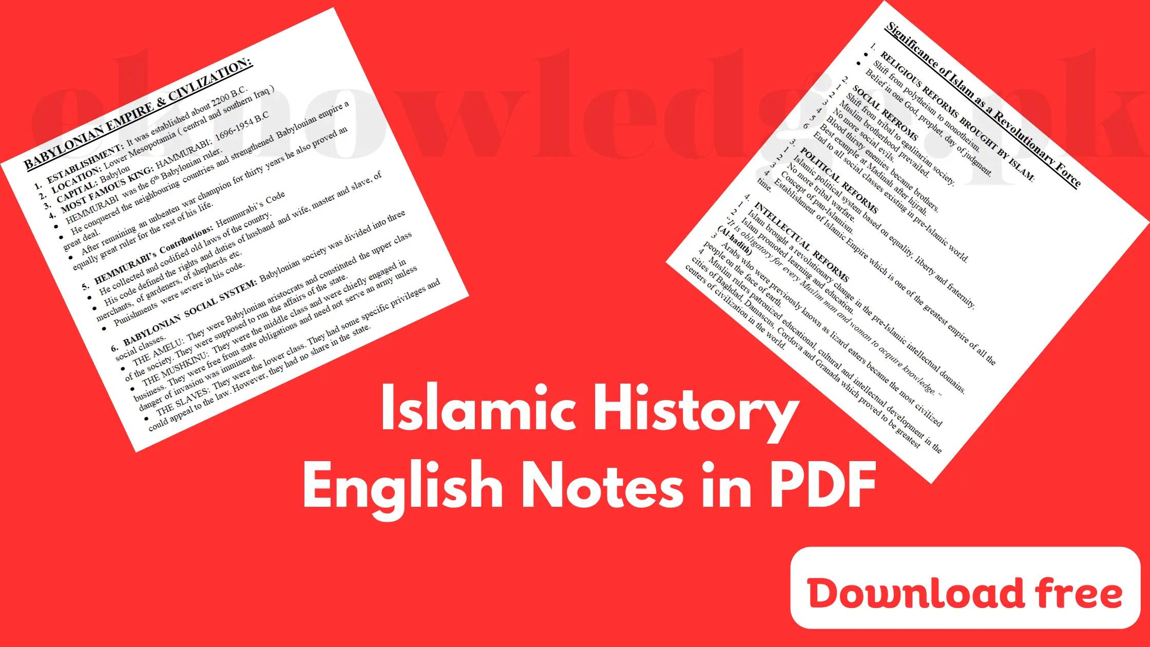 Islamic History English Notes in PDF